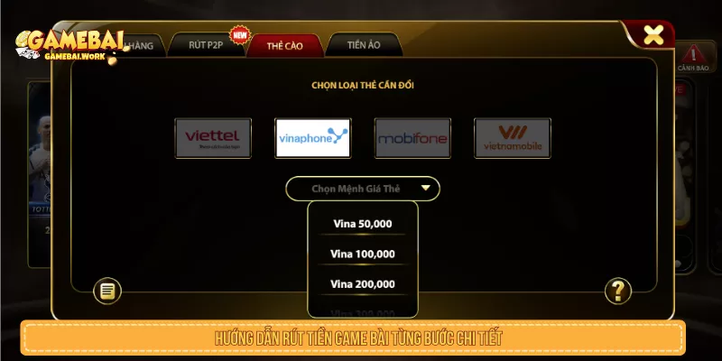 Quy trình rút tiền game bài từng bước